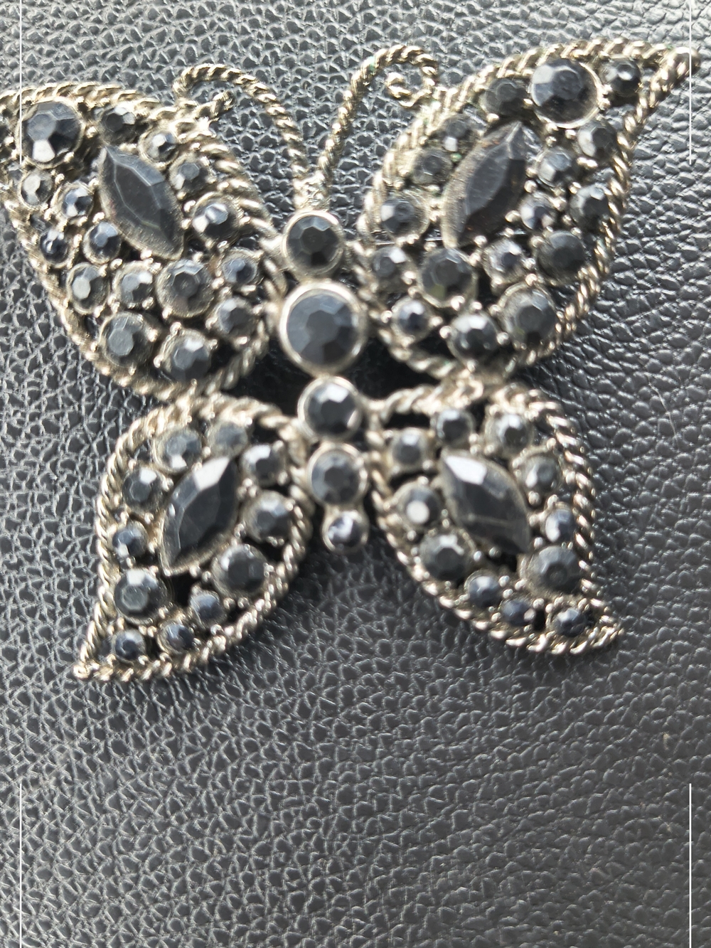 Black Crystal Butterfly Brooch